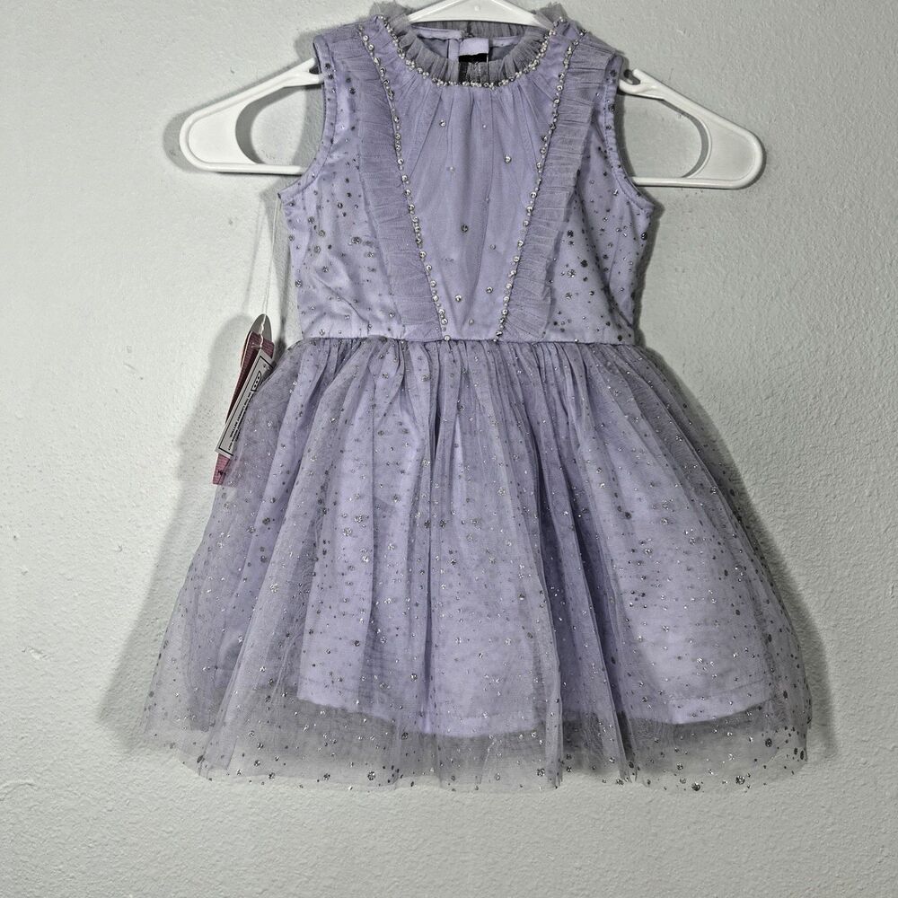 Minnie Minors Dress Kids 18 24 Purple‎ Tulle Sleeveless Glitter Party Formal